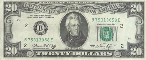 Paper Money Us One 20 Dollar Bill Star Money Uncirculated Us Federal