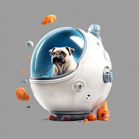 Premium Photo Astronaut With Pug Dog Inside Of The Space Suit