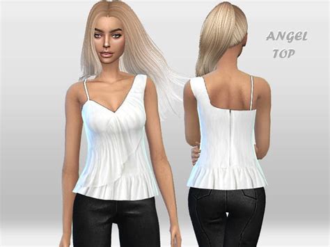 Puresims Angel Top Sims 4 Clothing Cute White Tops Tops