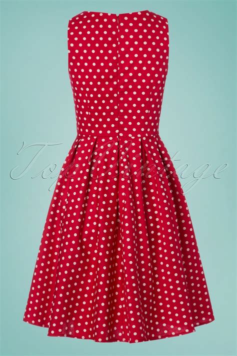 50s Lola Polkadot Swing Dress In Red And White