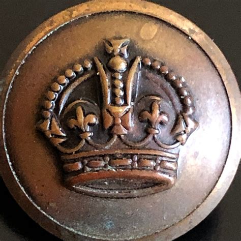 Antique British Civilian And Military Kings Crown Button Etsy Brass