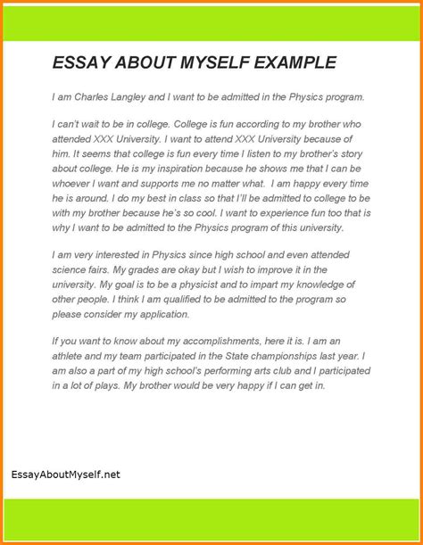 How To Write An Essay About Yourself Example In 2020 Essay Writing