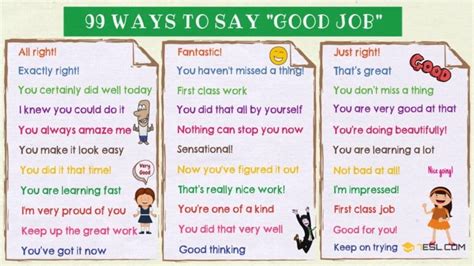 99 Ways To Say Good Job In English 7esl