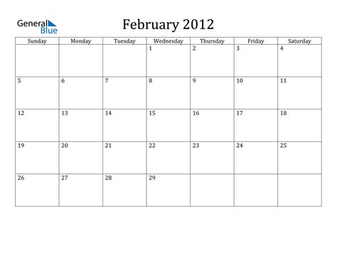 February 2012 Calendar Pdf Word Excel
