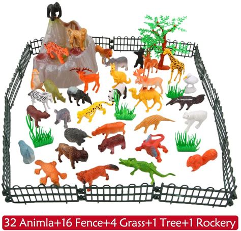 Zoo World Animals Figure54 Piece Mini Jungle Animals Toys Set With