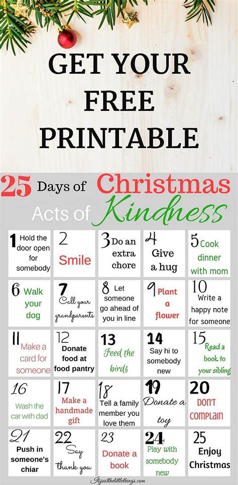 Childrens Challenge 25 Days Of Christmas Acts Of Kindness 25 Days