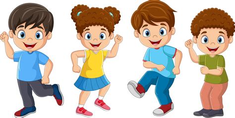 Group Of Cartoon Happy Children Dancing 8916492 Vector Art At Vecteezy