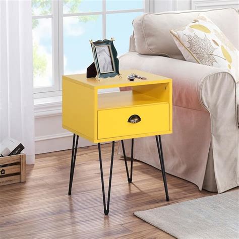 Vecelo Nightstand 2 Tier Industrial End Side Table With Open