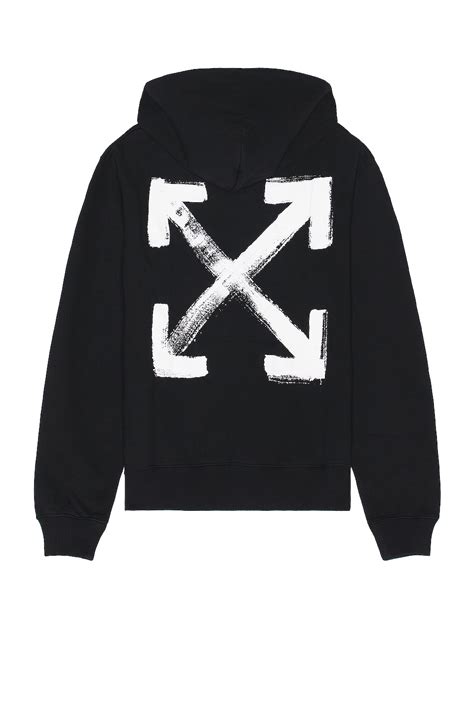 Off White Paint Arrow Slim Hoodie In Black And White Revolve