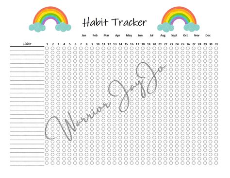 Rainbow Habit Tracker Etsy