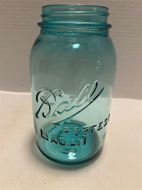 Ball Perfect Mason 1 Quart Blue Glass Canning Jar 4 No Lid 1910 1923