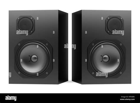 Two Black Audio Speakers Isolated On White Stock Photo Alamy