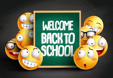 Premium Vector Smileys Yellow Emoticons In Welcome Back To School