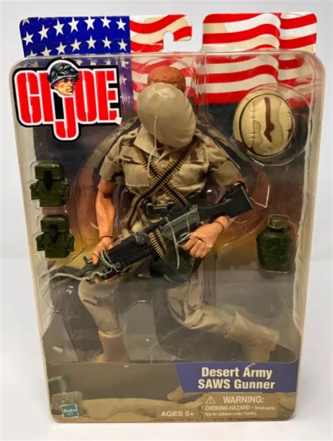 Gi Joe Desert Army Ranger Saws Gunner 12 Action Figure 2002 Hasbro New