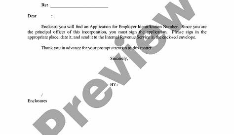 Sample Letter regarding Application for Employer Identification Number