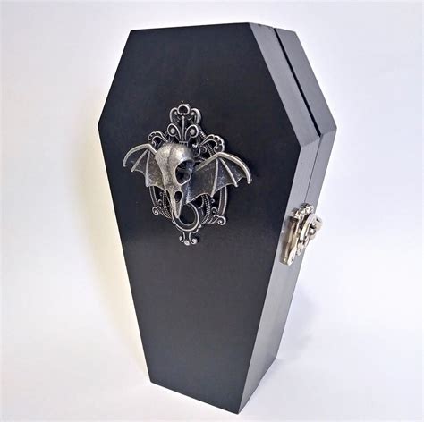 Coffin Jewelry Box Gothic Crest Red Velvet Lined 7 12 Tall Etsy