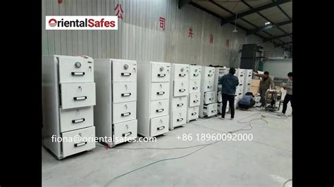 Waterproof fire resistant file cabinets , fire safe file cabinet with 2 drawer. Fire resistant drawer cabinet factory - YouTube