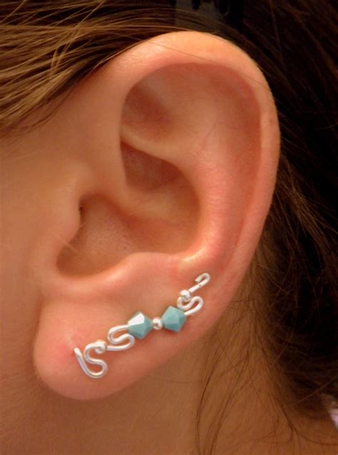 Turquoise Ear Pins Ear Cuff Ear Vines Ear Sweeps Sterling Etsy Ear