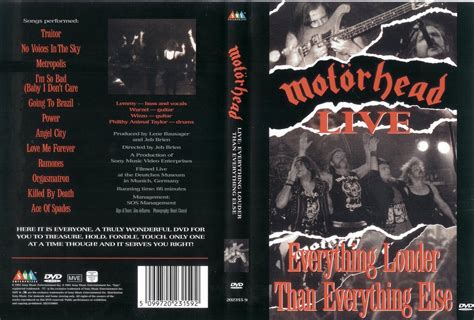 Bootleg Dvd By Deer 5001 Motorhead Live Everything Louder Than Everything Else