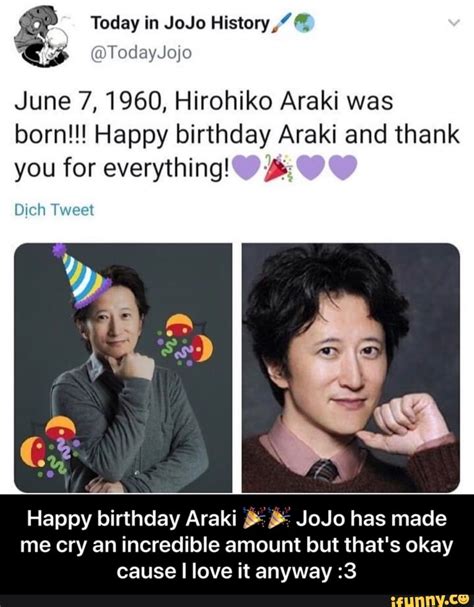 + body measurements & other facts. June 7, 1960, Hirohiko Araki was born!!! Happy birthday Araki and thank you for everything! ;8 ...
