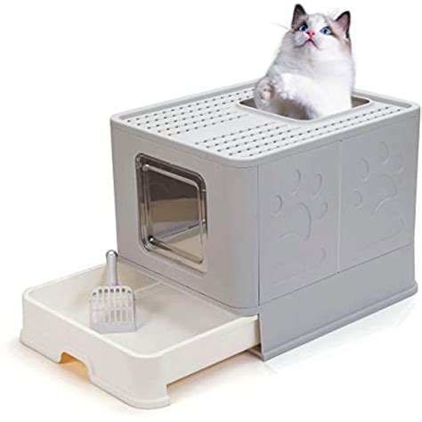 Buy Foldable Cat Litter Box With Lid Large Enclosed Cat Litter Boxes