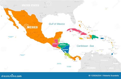 Mapa Colorido Do Vetor De América Central Ilustração Do Vetor