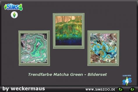 Blackys Sims 4 Zoo Trend Color Matcha Green Paintings 2 • Sims 4 Downloads