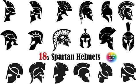 18x Spartan Silhouette Svgspartan Helmet Svghelmet Etsy