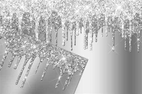 Silver Dripping Glitter Digital Paper By Digital Curio Thehungryjpeg