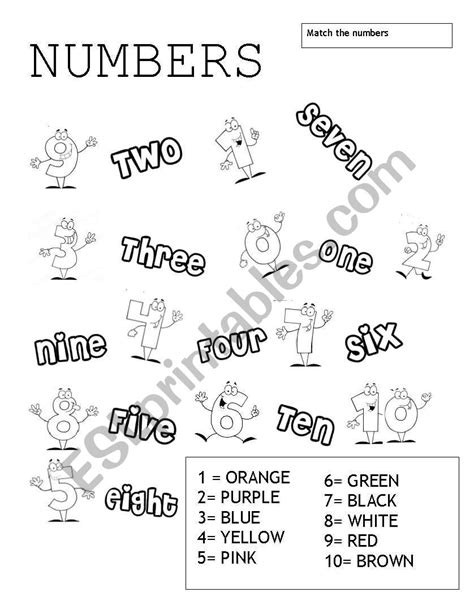 Match The Numbers Esl Worksheet By Luisana29
