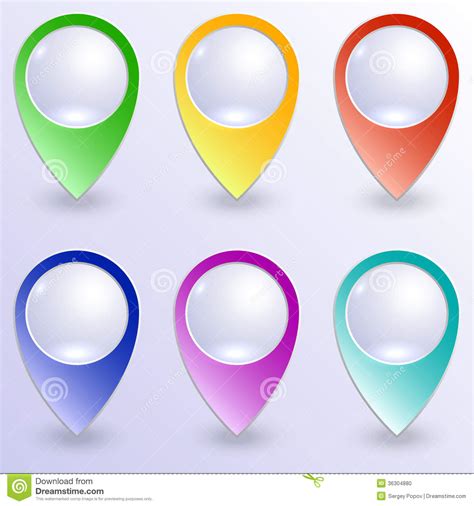 Vector Set Of Colored Map Pins Stock Vector Illustration Of