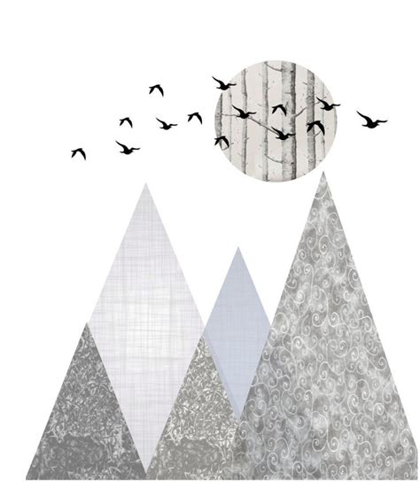 Geometric Mountain Print Black And White By Maxmeoneuniverse