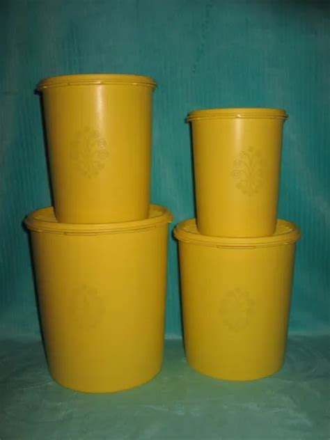 Vintage Tupperware Servalier Yellow Canister Set Nesting Storage