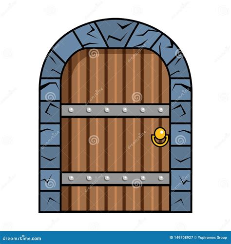 Medieval Door Vector Cartoon Icon Vector Illustration Castle Doors On