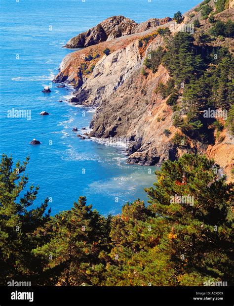 Cliffs Beach And Pacific Ocean At Kirby Cove Marin Headlands Golden