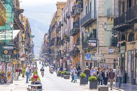 Via Maqueda Popular Pedestrian Street In Palermo Italy Editorial