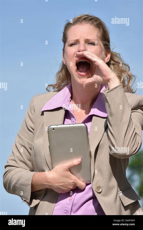 Business Woman Yelling Stock Photo Alamy