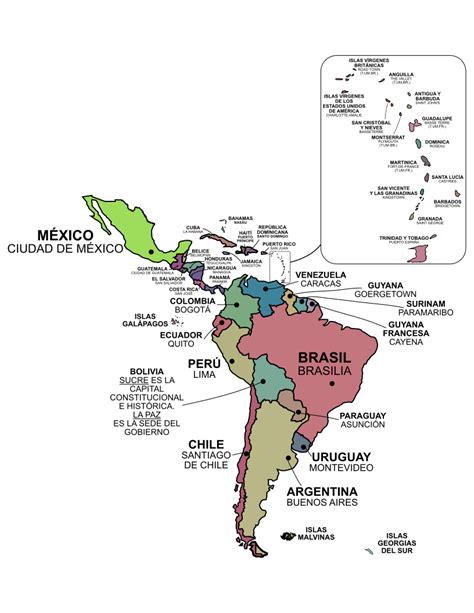 Paises De Latinoamerica Mapa Con Nombres Mapa De America Latina Con