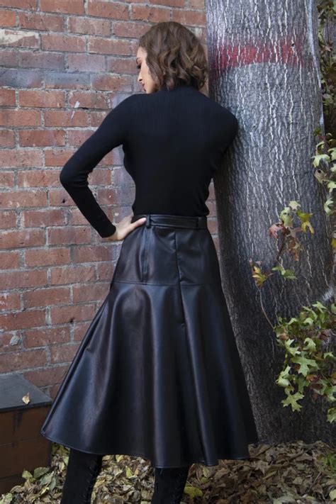 Allas Skirt In Black Leather A Line Skirt Black Leather Dresses Skirts