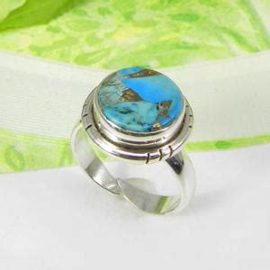 Natural Mohave Turquoise Ring Blue Copper Turquoise Ring 925 Etsy