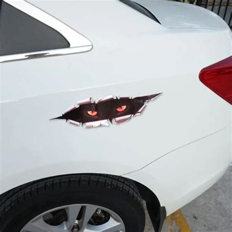 Cool 3d Car Styling Funny Cat Eyes Peeking Car Sticker Waterproof