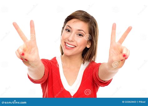 Young Woman Showing Peace Sign Stock Photos Image 22262443