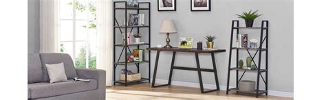 Bon Augure 4 Tier Rustic Ladder Bookshelf Industrial Living Room