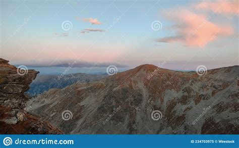 Fascinating Landscape Of Mountains At Sunset Stock Image Image Of