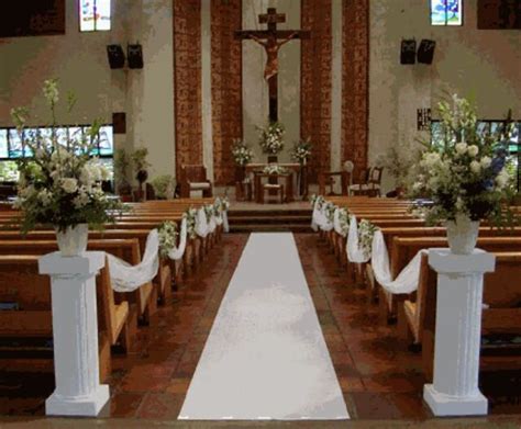 White Columns And Aisle Runner For The Church Or Venue