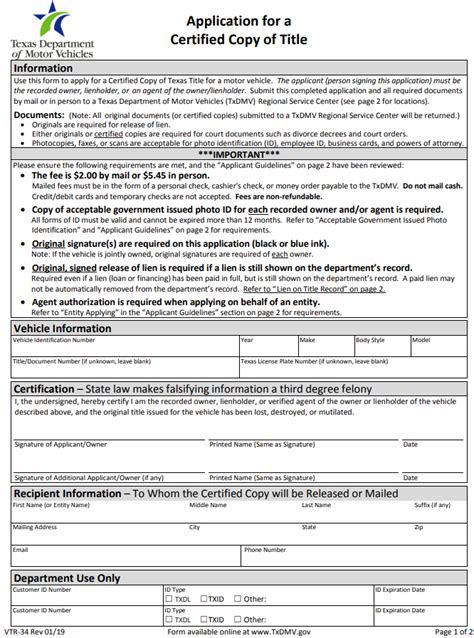 Texas Application For Texas Title Id