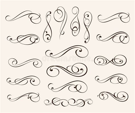 Set Of Elegant Decorative Scroll Elements Vector Illustration Stock