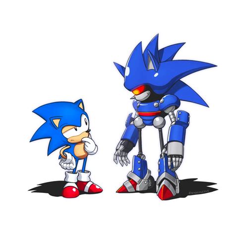 Sonic The Hedgehog And Mecha Sonic Sonic And 2 More Drawn By