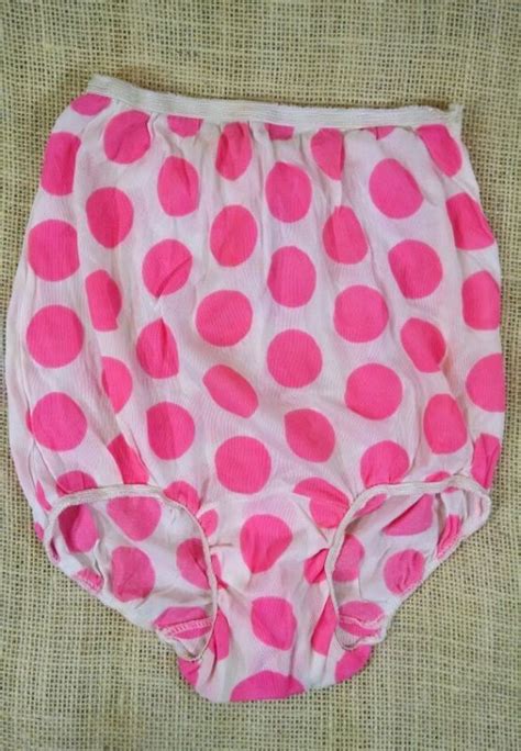 Vintage 60s Rare Tricot Nylon Hot Pink Polka Dot Panties Sheer Briefs