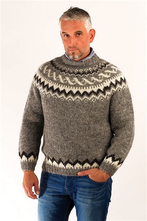 Traditional Icelandic Wool Pullover Grey Men Nordic Store